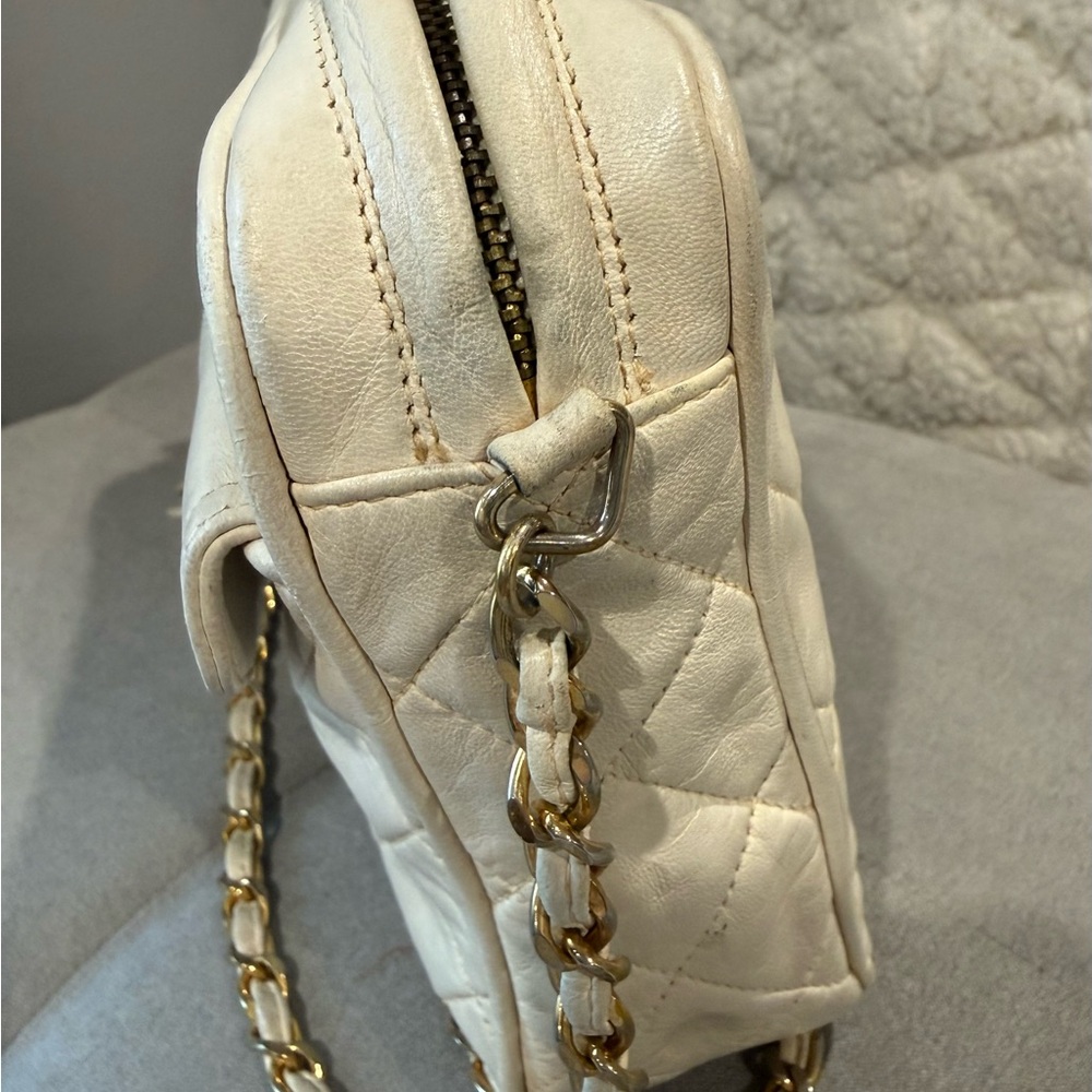 Vintage Chanel Camera Bag White Lambskin Tassel Crossbody 1-Series 24k Gold - Picture 7 of 13